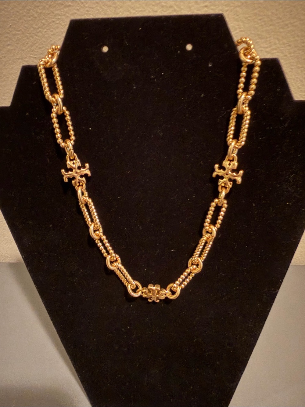 Tory Burch Gold Toned Logo Chain Necklace - Picture 2 of 5